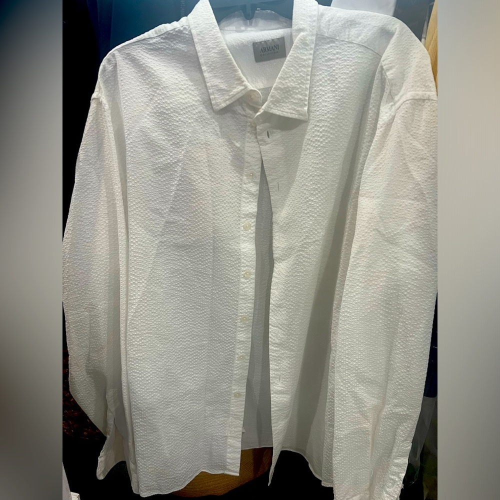 Armani collection beautiful men’s white long sleeve dress shirt
